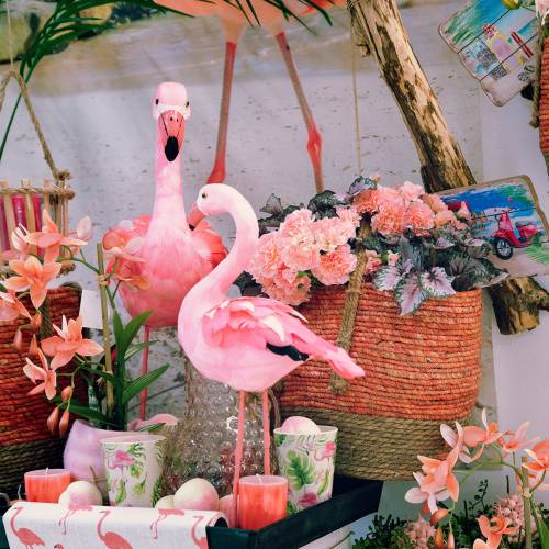 Floristik24 Deco pájaro Flamingo Rosa H46cm