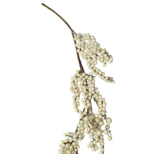 Guirnalda decorativa de bayas de nieve de invierno color crema, 130 cm
