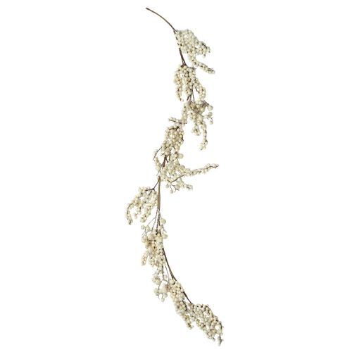 Artículo Guirnalda decorativa de bayas de nieve de invierno color crema, 130 cm