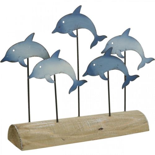 Artículo Delfines para ambientar, decoración marina, decoración marítima de metal H24.5cm L32.5cm