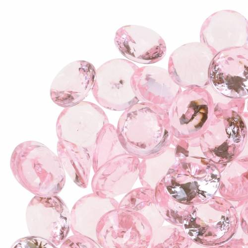 Floristik24 Piedras decorativas diamante acrílico rosa claro Ø1,2cm 175g para decoración de cumpleaños
