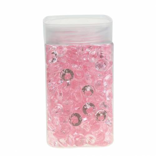 Floristik24 Piedras decorativas diamante acrílico rosa claro Ø1,2cm 175g para decoración de cumpleaños