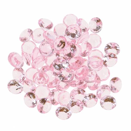 Floristik24 Piedras decorativas diamante acrílico rosa claro Ø1,2cm 175g para decoración de cumpleaños
