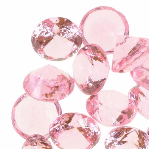 Floristik24 Piedras decorativas diamante acrílico rosa claro Ø1,8cm 150g decoración dispersa para la mesa