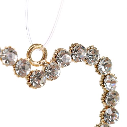 Floristik24 Corazón decorativo de oro para colgar con pedrería 6pcs