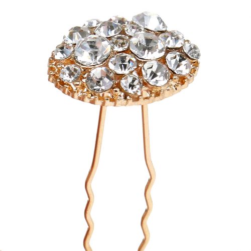Artículo Horquilla para bodas de oro con diamantes de imitación 7cm 9pcs