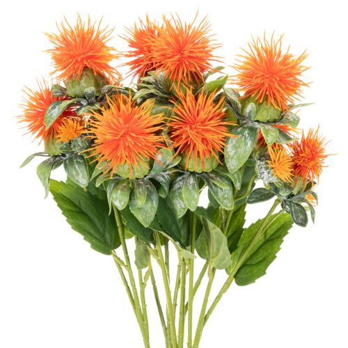 Cártamo artificial naranja como flor artificial para jarrones y decoración, 55 cm, 4 piezas