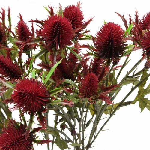 Artículo Cardo Flor Artificial Rojo Borgoña 10 Cabezas de Flores 68cm 3pcs