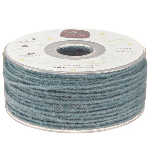 Floristik24 Hilo de mecha cordón de lana cordón de fieltro azul gris Ø3mm 100m
