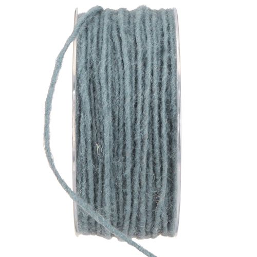 Floristik24 Hilo de mecha cordón de lana cordón de fieltro azul gris Ø3mm 100m