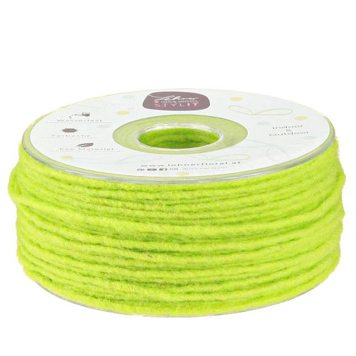 Hilo de lana Cordón de fieltro Verde claro lima 3mm 100m