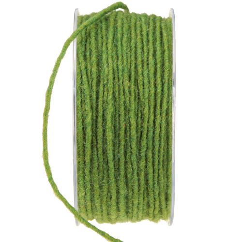 Artículo Hilo de mecha cordón de lana cordón de fieltro verde musgo 3mm 100m