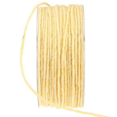 Artículo Hilo de mecha cordón de lana cordón de fieltro hilo de lana amarillo Ø3mm 100m
