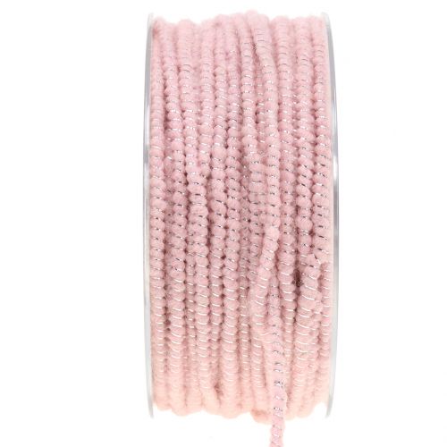 Hilo de mecha Glamour rosa / plateado con cable 33m