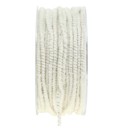 Floristik24 Hilo de mecha Glamour blanco / plateado con cable 33m