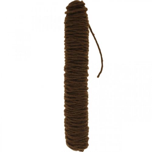 Floristik24 Cordón de fieltro hilo mecha marrón oscuro 55m
