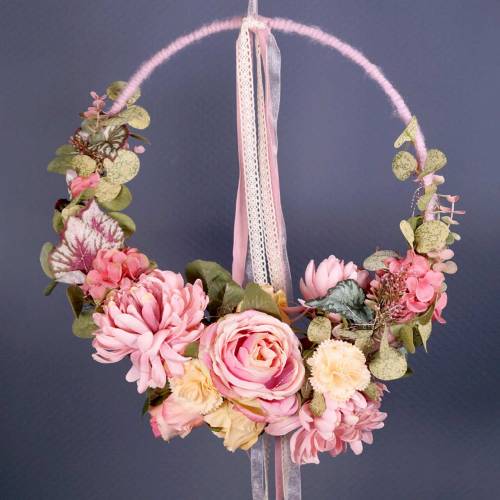 Artículo Cordón de fieltro hilo mecha rosa 55m