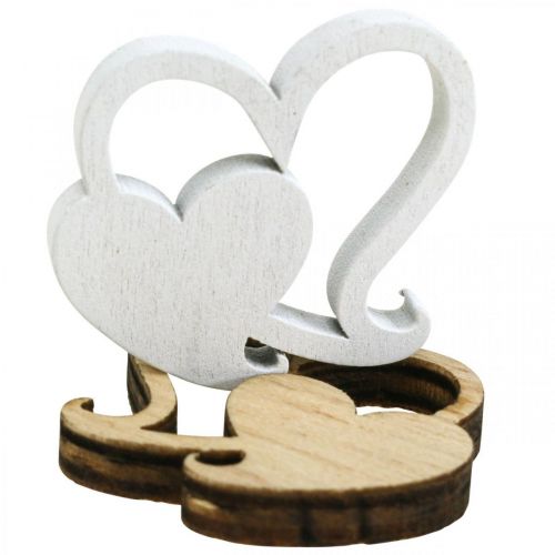 Doble corazón de madera, decoración dispersa corazones de boda B3cm 72 piezas