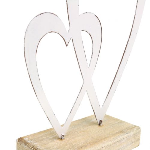 Floristik24 Doble corazón blanco al pie H18cm