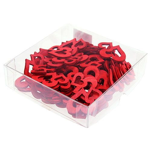 Floristik24 Corazones dobles de madera para esparcir 4cm rojo 72 uds.