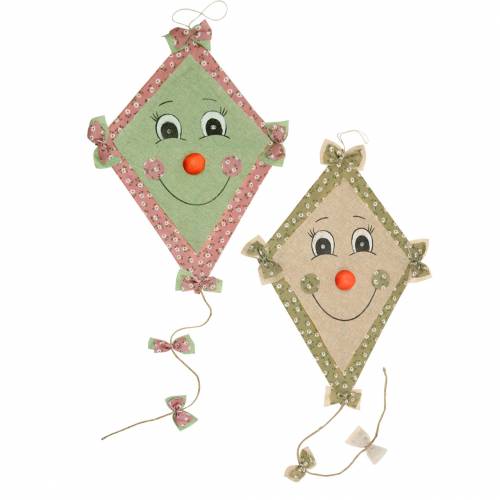 Floristik24 Cometa decorativa otoñal para colgar verde menta-rosa viejo / verde oliva natural 40cm x 57cm 2pcs