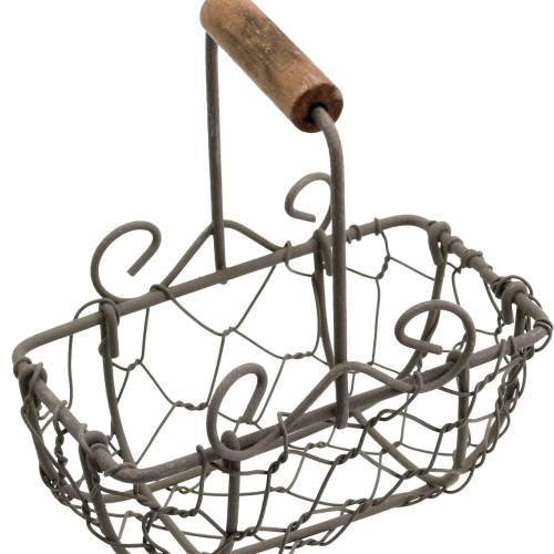 Floristik24 Variante de mini cesta de alambre con mango de madera, marrón óxido, Al 10,5–11,5 cm, 9 piezas