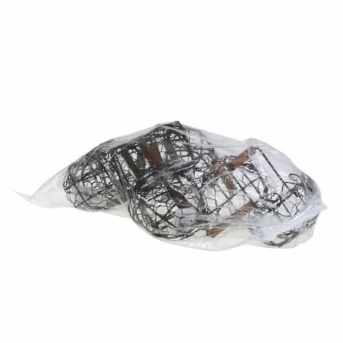 Artículo Variante de mini cesta de alambre con mango de madera, marrón óxido, Al 10,5–11,5 cm, 9 piezas