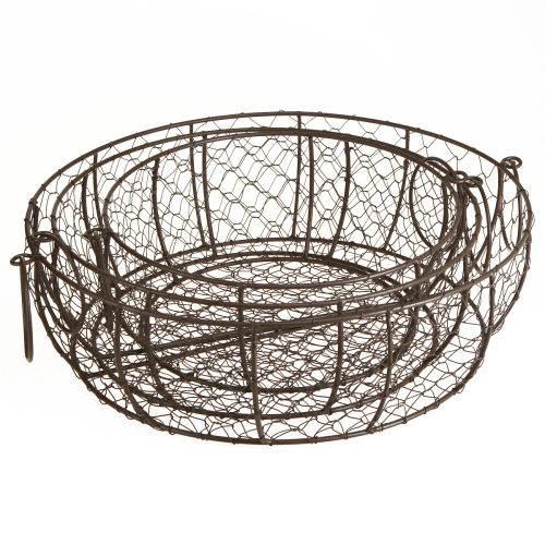 Floristik24 Cesta de alambre con asa marrón Ø35/30/25cm Juego de 3