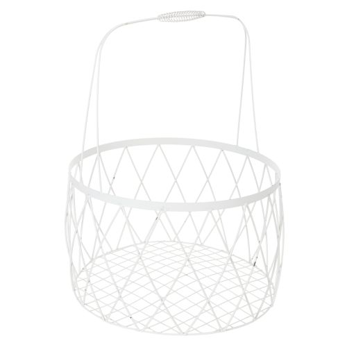 Artículo Cesta de alambre con asa, metal blanco, Ø25/30/35cm, juego de 3