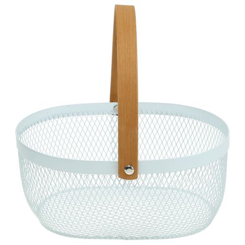 Floristik24 Cesta de alambre con asa Blanco 23.5cm x 18cm x 10cm