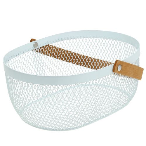 Floristik24 Cesta de alambre con asa Blanco 23.5cm x 18cm x 10cm