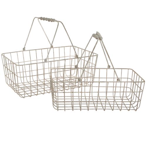 Cesta de rejilla con asas gris 34×20,5cm / 38×24,5cm juego de 2 piezas