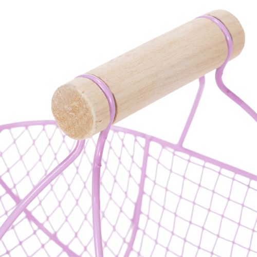 Artículo Cesta de alambre con asa de madera, ideal para la vida moderna y la decoración con estilo, 17 cm, 6 piezas
