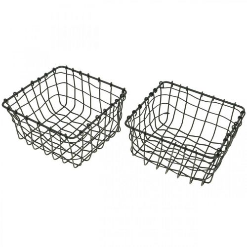 Floristik24 Canasta de almacenamiento, canasta para plantar, mini canasta de alambre cuadrada 12 × 12cm 2pcs