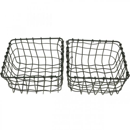 Floristik24 Canasta de almacenamiento, canasta para plantar, mini canasta de alambre cuadrada 12 × 12cm 2pcs
