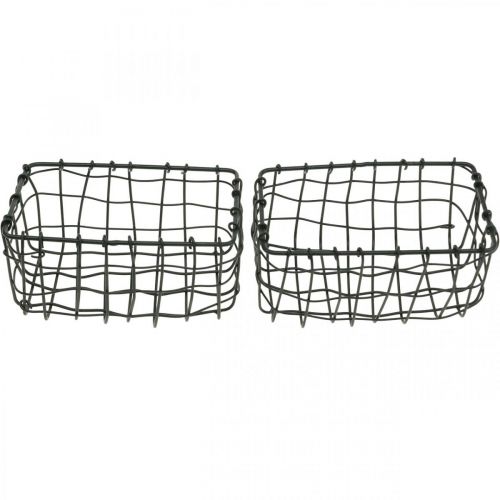 Floristik24 Mini canasta de alambre, decoración de metal, canasta rectangular para plantas L13cm H6.5cm 2pcs