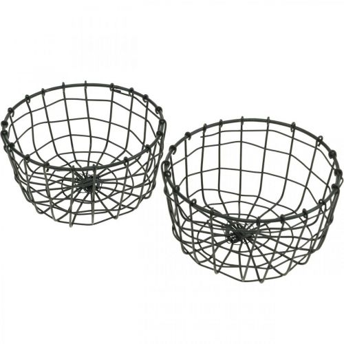 Floristik24 Canasta para plantar, mini canasta de alambre, canasta redonda para plantar Ø12cm H6.5cm 2pcs