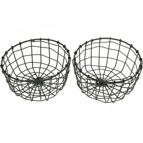 Floristik24 Canasta para plantar, mini canasta de alambre, canasta redonda para plantar Ø12cm H6.5cm 2pcs