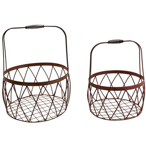 Cesta de alambre cesta de malla con asa decoración de jardín óxido Ø25/20cm juego de 2