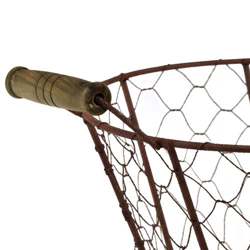 Artículo Cesta de alambre vintage redonda con asas de madera cesta de metal óxido Ø22cm