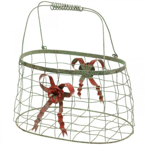 Floristik24 Bolsa de metal, canasta de alambre, jardinera, canasta con asa L34cm H33cm