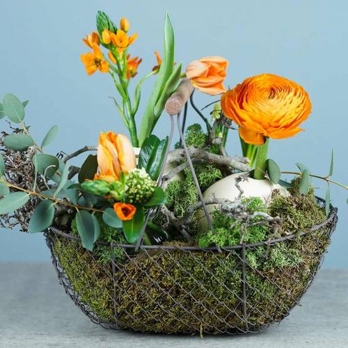 Floristik24 Cesta de alambre con soporte de metal marrón 20/25 / 30cm, juego de 3