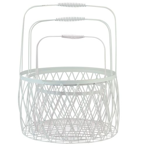 Artículo Cesta de alambre con asa cesta de metal blanco Ø25/30/35cm juego de 3