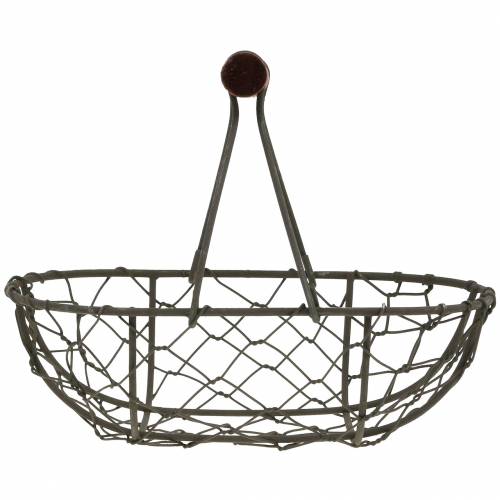 Artículo Cesta de alambre ovalada con asa gris 17×11cm H15cm 2uds
