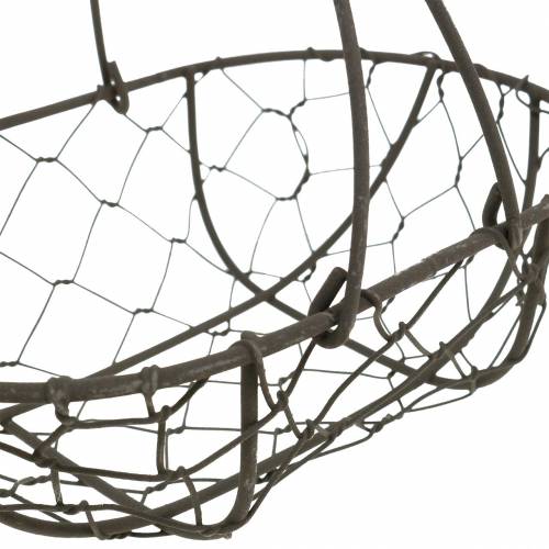 Artículo Cesta de alambre ovalada con asa gris 17×11cm H15cm 2uds
