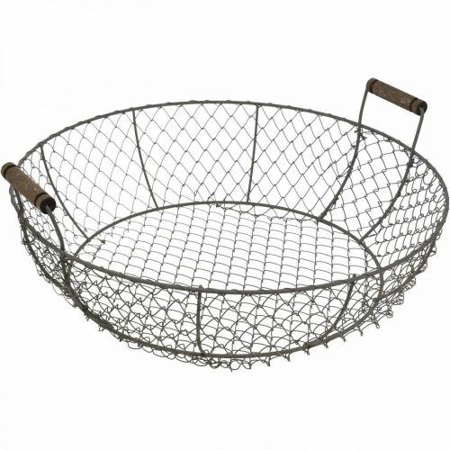 Floristik24 Cesta de alambre redonda con asas cesta gris marrón Ø32/36/40cm juego de 3
