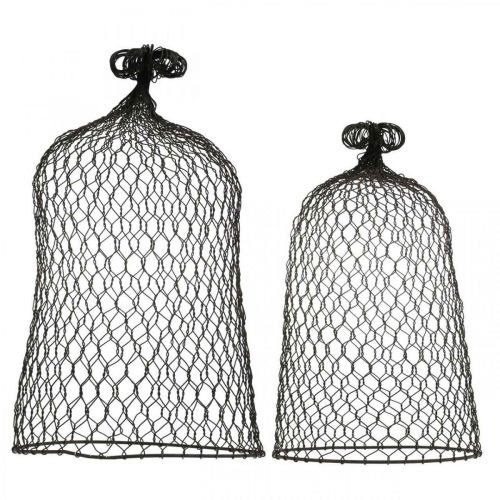 Floristik24 Campana decorativa de metal, ayuda para escalar, campana de alambre marrón, pátina H50/41cm Ø30/25cm, juego de 2
