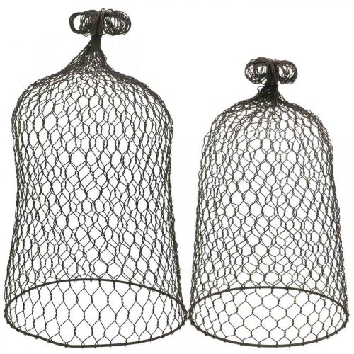 Floristik24 Campana decorativa de metal, ayuda para escalar, campana de alambre marrón, pátina H50/41cm Ø30/25cm, juego de 2