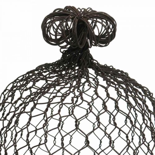 Floristik24 Campana decorativa de metal, ayuda para escalar, campana de alambre marrón, pátina H50/41cm Ø30/25cm, juego de 2