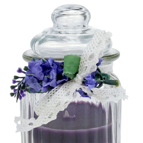 Floristik24 Vela perfumada en un vaso de lavanda Ø7.5cm H13cm 2pcs